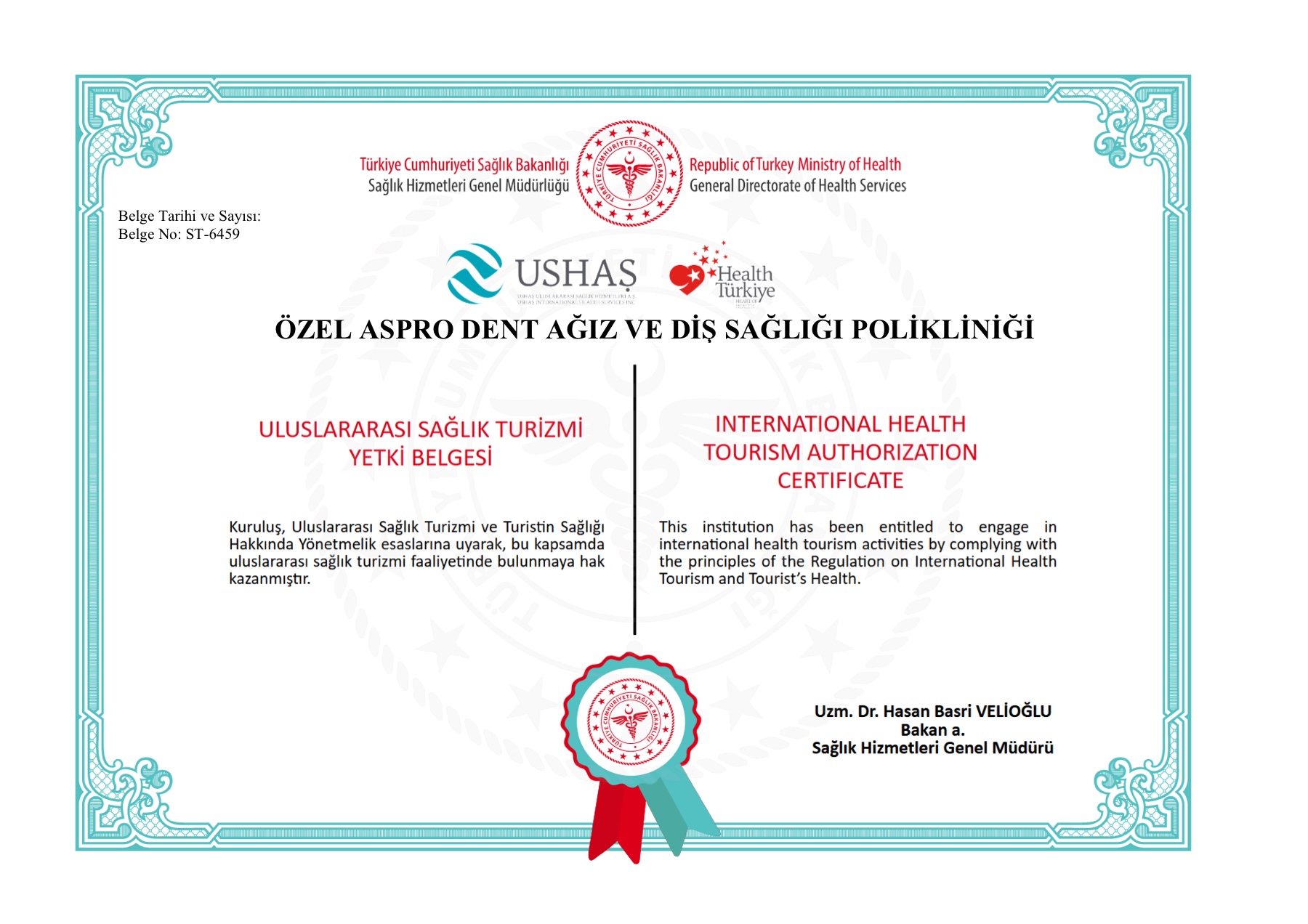 Uluslararası Sağlık Turizmi Yetki Belgesi